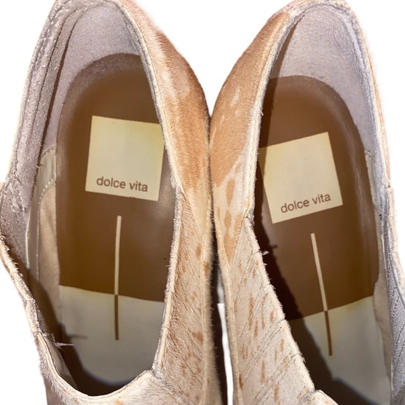 DOLCE VITA Sloan Calf Hair Western Style Leather Ankle Bootie Cream/Tan Size 9 - Picture 8 of 9